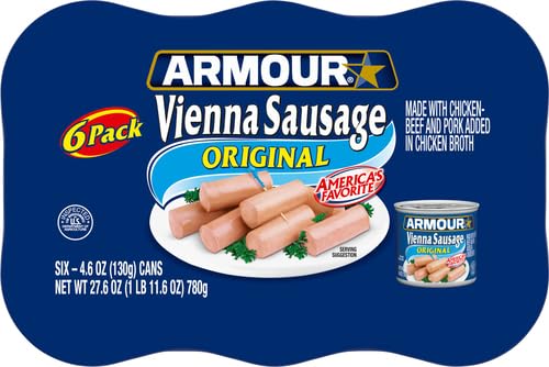 Armour Star Vienna Sausage, Original Flavor, Canned Sausage, 4.6 oz (Pack of 6)