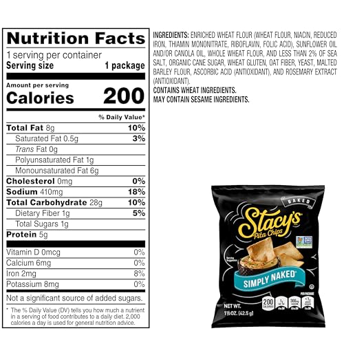 Stacy's Pita Chips, Simply Naked, 1.5 Ounce (Pack of 24)