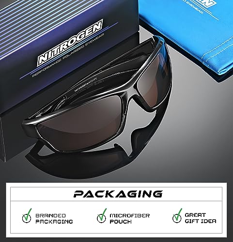 Nitrogen Polarized Wrap Around Sport Sunglasses for Men Women UV400 Protection Sun Glasses