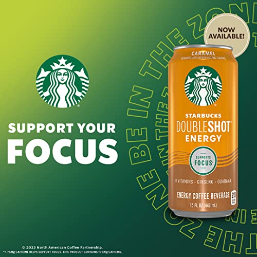 Starbucks Doubleshot Energy Drink Coffee Beverage, Vanilla, Iced Coffee, 15 fl oz Cans (12 Pack) (Packaging May Vary)