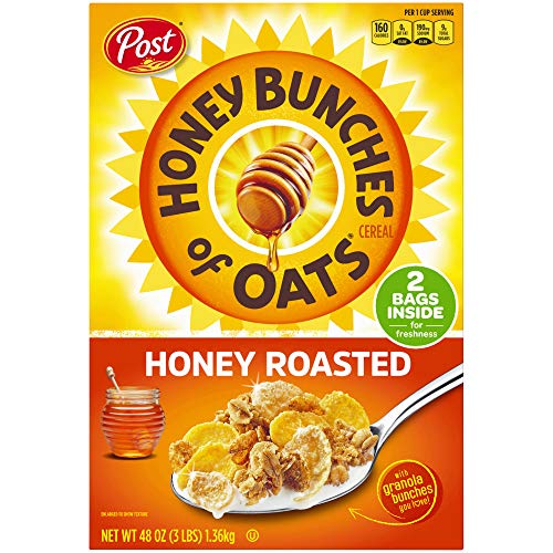 Honey Bunches of Oats with Strawberries Breakfast Cereal, Strawberry Cereal with Oats and Granola Clusters, 11 OZ Box