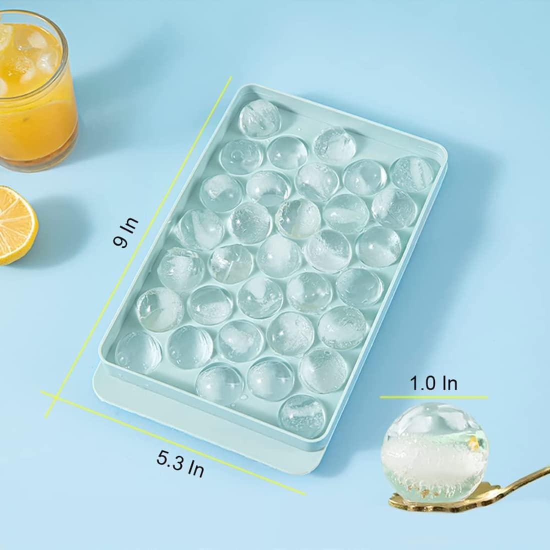 WIBIMEN Ice Cube Tray with Lid & Bin, 0.8inx66 Ice Ball Maker Mold for Freezer with Container Ice Trays Making Sphere Ice Chilling Cocktail Tea Coffee (2 Black Trays 1 Ice Bucket & Scoop)