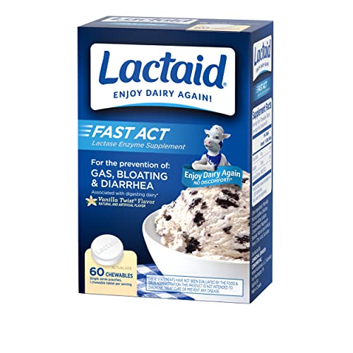 Lactaid Fast Act Lactose Intolerance Chewables with Enzymes, Vanilla Twist, 32 Count