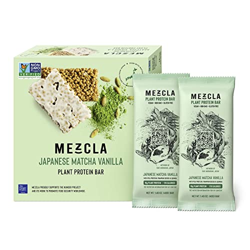 Mezcla Vegan Chocolate High Protein Bars, Gluten Free, Plant Based, Non GMO, No Dairy, 10g Protein, Healthy Snacks, 6 Flavor Variety Pack (8 Bars)