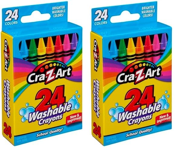 Cra-Z-Art Washable Crayons, 24 Count, Crayons for Kids Back To School Supply List Essential