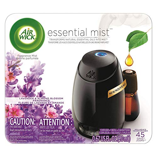 Air Wick Essential Mist Starter Kit, Diffuser + 1 Refill, Lavender and Almond Blossom, Air Freshener, Essential Oils