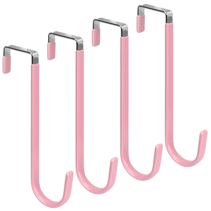 FYY Over the Door Hooks, 4 Pack Hangers Hooks with Rubber Prevent Scratches Heavy Duty Organizer for Living Room, Bathroom, Bedroom, Kitchen Hanging Clothes, Towels, Hats, Coats, Bags White