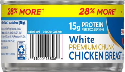 Swanson White Premium Chunk Canned Chicken Breast in Water, Fully Cooked Chicken, 4.5 OZ Can (Pack of 4)