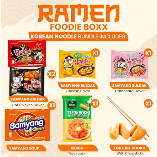 FOODIE BOXX Asian Instant Ramen Noodles Variety Pack with Cookies & Chopsticks (Dry)