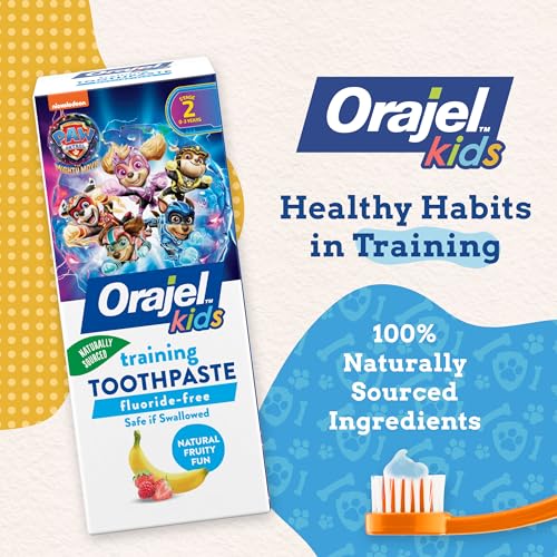 Orajel Kids Paw Patrol Fluoride-Free Training Toothpaste, Natural Fruity Fun Flavor, #1 Pediatrician Recommended , 1.5oz Tube