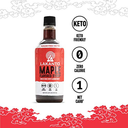 Lakanto Sugar Free Maple Syrup - Monk Fruit Sweetener, Keto Diet Friendly, Vegan, 1g Net Carbs, Pancakes, Waffles, Oatmeal, Coffee, Tea, Granola, Frosting, Marinade, Dressing (13 Fl Oz - Pack of 1)