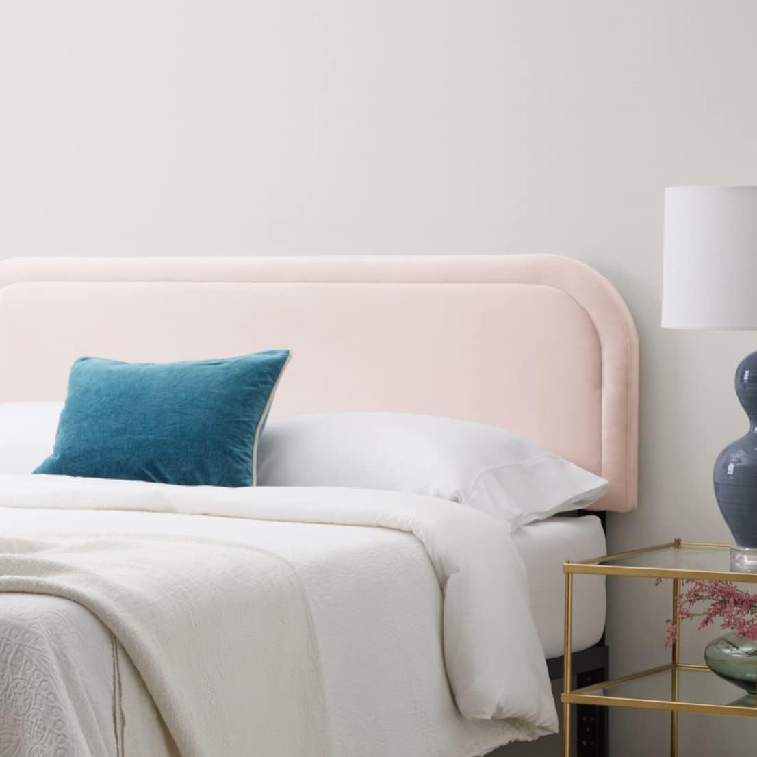 Edenbrook Miller Low Profile, Performance Velvet Headboard for Queen Size Bed-Pink Upholstered Queen Headboard