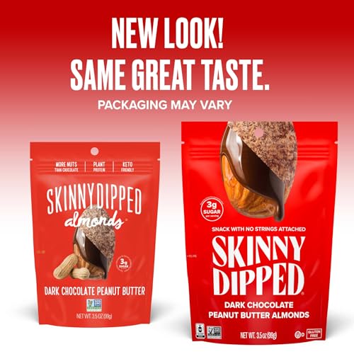 SkinnyDipped Snack Attack Minis Almond Variety Pack, Healthy Snack, Plant Protein, Gluten Free, 0.46 oz Mini Bags, Pack of 25