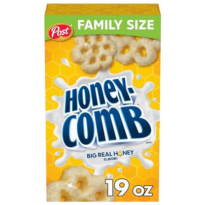 Post Honeycomb Cereal, Honey Flavored Sweetened Corn and Oat Cereal, 19 OZ Box