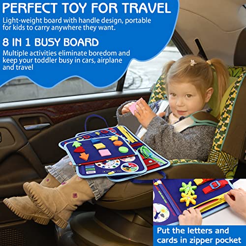 Esjay Toddler Busy Board Montessori Toys for 1 2 3 4 Year Old, Sensory Board Educational Activities for Learning Fine Motor Skills, Gifts for Girls Boys, Travel Toys for Airplane Car