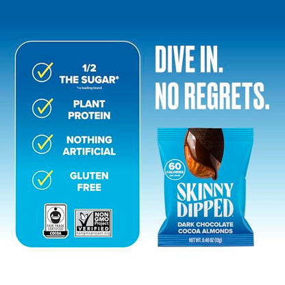 SkinnyDipped Snack Attack Minis Almond Variety Pack, Healthy Snack, Plant Protein, Gluten Free, 0.46 oz Mini Bags, Pack of 25