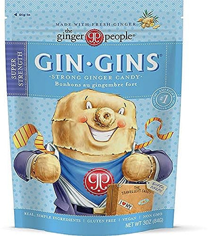 GIN GINS Original Ginger Chews by The Ginger People – Anti-Nausea and Digestion Aid, Individually Wrapped Healthy Candy – Original Flavor, 3 Oz Bag (Pack of 1)