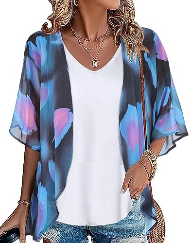 Womens Kimono Beach Cover Up Chiffon Cardigan Floral Tops Loose Capes