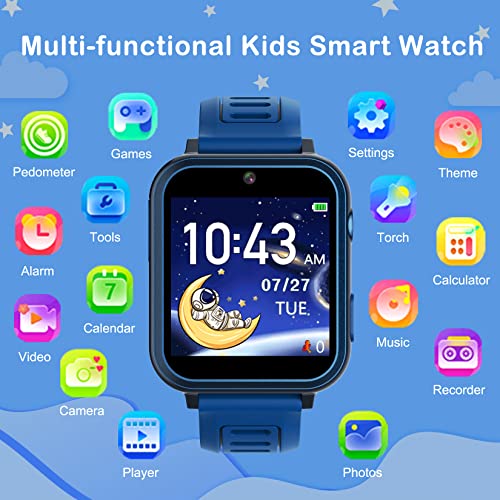 Phyulls Smart Watch for Kids with 24 Games Alarm Clock, Touchscreen, Calendaring Camera Music Player Time Display Video & Audio Recording, Toys for 3-12 Years Old Boys Toddler