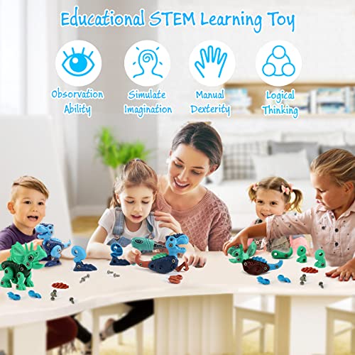 FREE TO FLY Kids Toys Stem Dinosaur Toy: Take Apart Toys for kids 3-5 Learning Educational Building Sets with Electric Drill Birthday Gifts for Toddlers Boys Girls Age 3 4 5 6 7 8 Year Old