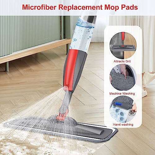 Spray Mop for Floor Cleaning with 3pcs Washable Pads - Wet Dry Microfiber Mop with 800 ml Refillable Bottle for Kitchen Wood Floor Hardwood Laminate Ceramic Tiles Floor Dust Cleaning