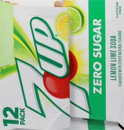 7UP Zero Sugar Lemon Lime Soda, 12 fl oz cans (Pack of 12)