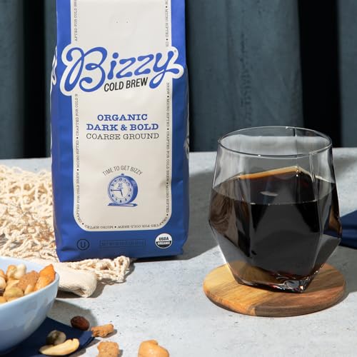 Bizzy Organic Cold Brew Coffee | Smooth & Sweet Blend | Coarse Ground Coffee | Micro Sifted | Specialty Grade | 100% Arabica | 1 LB