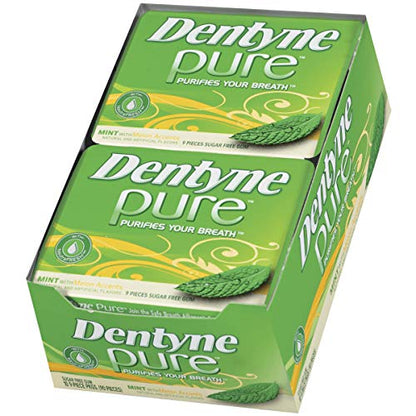 Dentyne Pure Mint with Herbal Accents Sugar Free Gum, 10 Packs of 9 Pieces (90 Total Pieces)