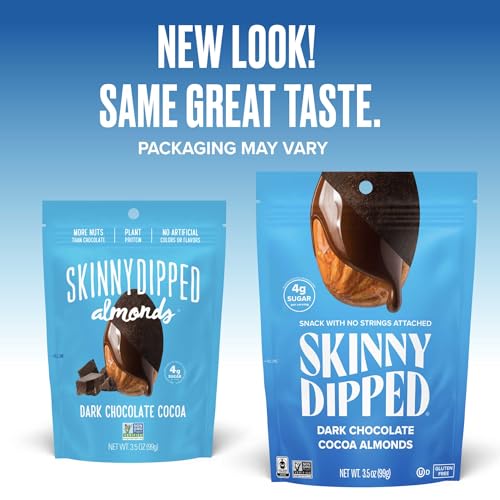 SkinnyDipped Snack Attack Minis Almond Variety Pack, Healthy Snack, Plant Protein, Gluten Free, 0.46 oz Mini Bags, Pack of 25