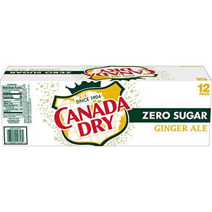 Canada Dry Zero Sugar Ginger Ale Soda, 12 fl oz cans (Pack of 12)