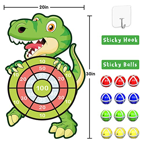 Dinosaur Toys for Kids 3-5: 30" Large Dart Board with 12 Sticky Balls, Fun Party Games Boys Toys Age 3-8, Easter Basket Stuffers Christmas Birthday Gifts for 4-12 Year Old Boys,Toddler Outdoor Toys