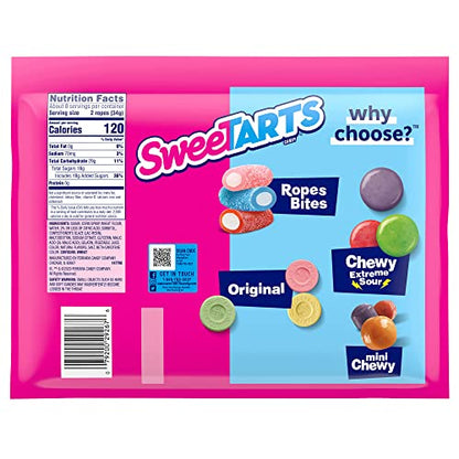 SweeTARTS Ropes, Candy, Twisted Rainbow Punch, Soft and Chewy, Back to School Sweet Treat, 9 oz