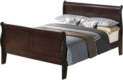 Glory Furniture Louis Phillipe Queen Sleigh Bed in Cappuccino