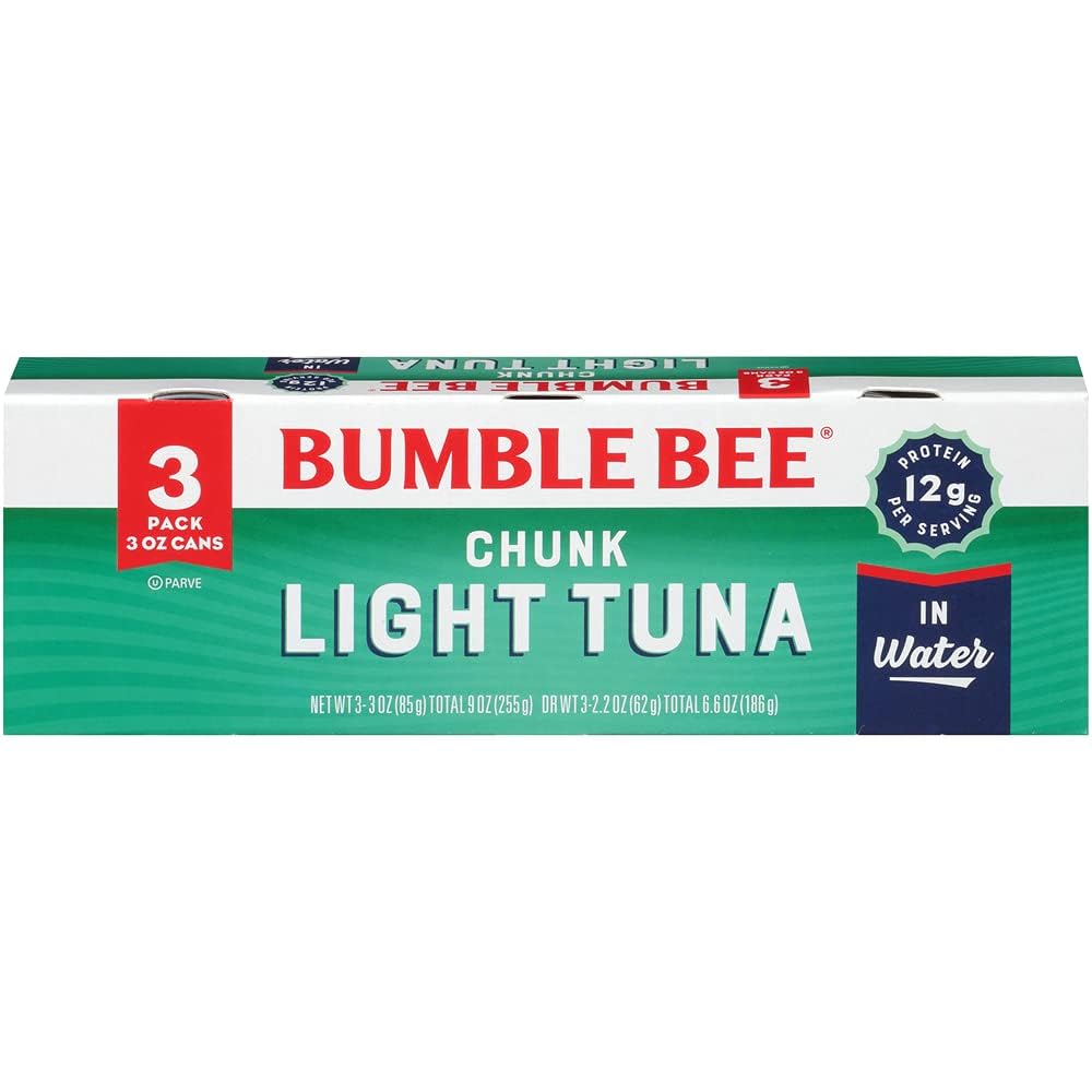 Bumble Bee Chunk Light Tuna In Water, 5 oz Cans (Pack of 24) - Wild Caught Skipjack Tuna - 23g Protein Per Serving - MSC Certified Sustainable Seafood, Non-GMO, Gluten Free, Kosher