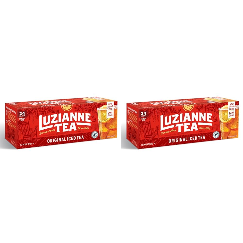 Luzianne Decaffeinated Iced Tea Bags, Family Size, 24ct Box (Pack of 6)