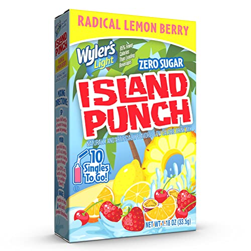 Wyler's Light Island Punch Singles to Go, Variety Pack, Fruity Red Punch, Purple Berry Wave, Berry Jammer and Blue Ocean Breeze, 1 Box (40 Single Servings)