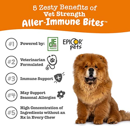 Zesty Paws Dog Allergy Relief - Anti Itch Supplement - Omega 3 Probiotics for Dogs - Digestive Health - Soft Chews for Skin & Seasonal Allergies - with Epicor Pets - Lamb - 50 Count