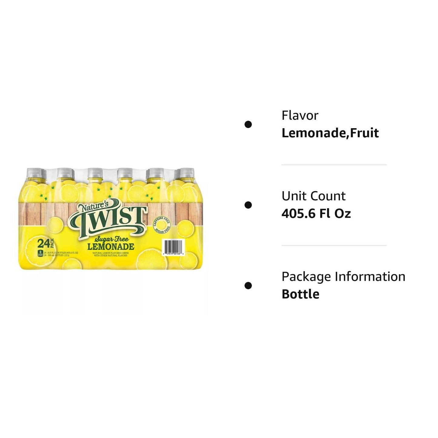 Nature's Twist Sugar Free Lemonade 24 pack, 405.6 Fl Oz (Pack of 24)