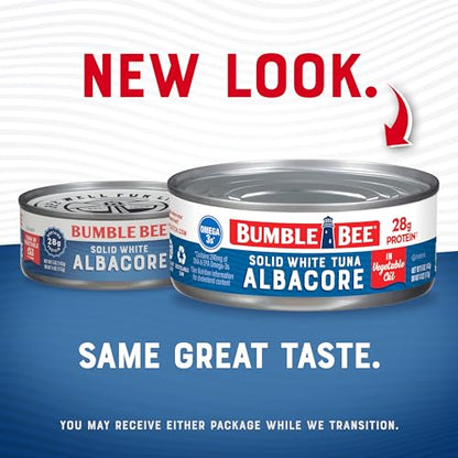 Bumble Bee Solid White Albacore Tuna in Water, 5 oz Can (Pack of 8) - Wild Caught Tuna - 29g Protein per Serving, High in Omega-3s - Non-GMO Project Verified, Gluten Free, Kosher