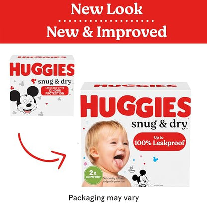 Huggies Size 2 Diapers, Snug & Dry Baby Diapers, Size 2 (12-18 lbs), 100 Count, Packaging May Vary