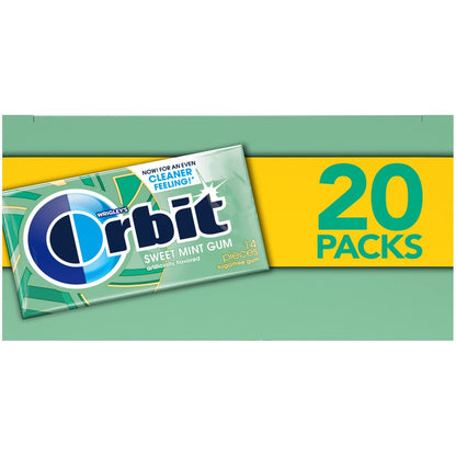 ORBIT Peppermint Sugarfree Chewing Gum Bulk, 20 Packs of 14-Pieces (280 Total Pieces)