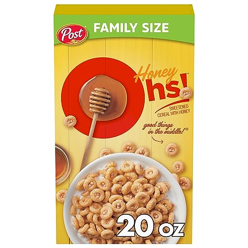 Honey Ohs! Family Size Cereal, Crunchy Breakfast Cereal Os Made with Sweetened Corn, Oats and Rice, 20 OZ Box