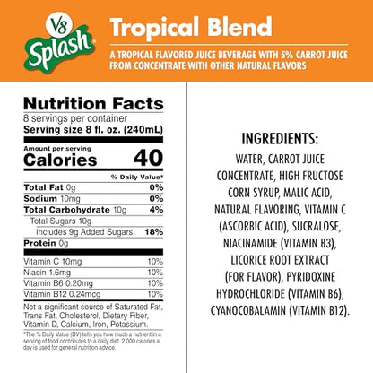 V8 Splash Tropical Blend Flavored Juice Beverage, 64 fl oz Bottle