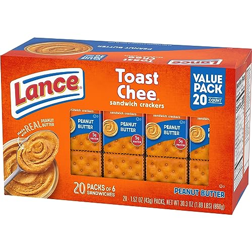 Lance Sandwich Crackers, Captain's Wafer Grilled Cheese, 10 Individual Packs, 6 Sandwiches Each