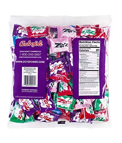 Zotz Fizzy Candy Bag, Assorted Flavors, 100 Count Bag