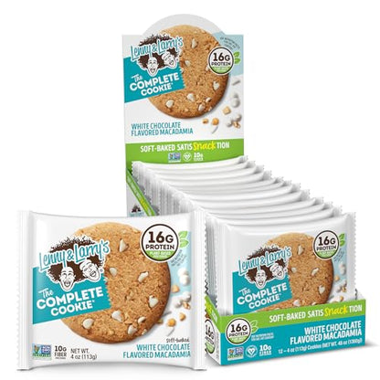 Lenny & Larry's The Complete Cookie, White Chocolate Flavored Macadamia, Soft Baked, 16g Plant Protein, Vegan, Non-GMO, 4 Ounce Cookie (Pack of 12)