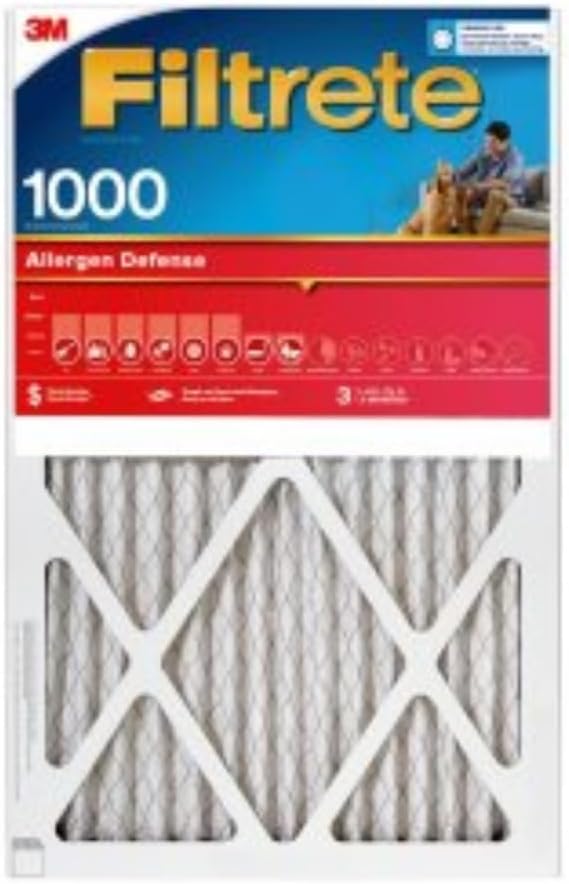 Filtrete 16x25x1 AC Furnace Air Filter, MERV 11, MPR 1000, Micro Allergen Defense, 3-Month Pleated 1-Inch Electrostatic Air Cleaning Filter, 4 Pack (Actual Size 15.69 x 24.69 x 0.81 in)