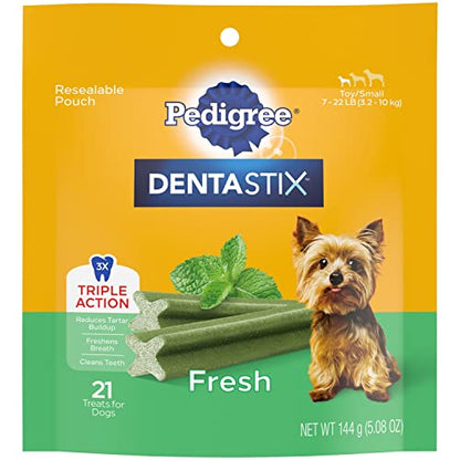 PEDIGREE DENTASTIX Dual Flavor Small Dog Dental Treats, Bacon & Chicken Flavors Dental Bones, 5.08 oz. Pack (24 Treats)