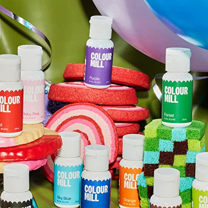 Colour Mill Oil-Based Food Coloring, 20 Milliliters Each of 6 Colors: Baby Blue, Navy, Royal, Sky Blue, Teal and Tiffany