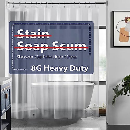 8G Heavy Duty Clear Shower Curtain Liner - 72" x 72" Weighted Shower Liner for Bathroom (8G Clear, 1PCS)